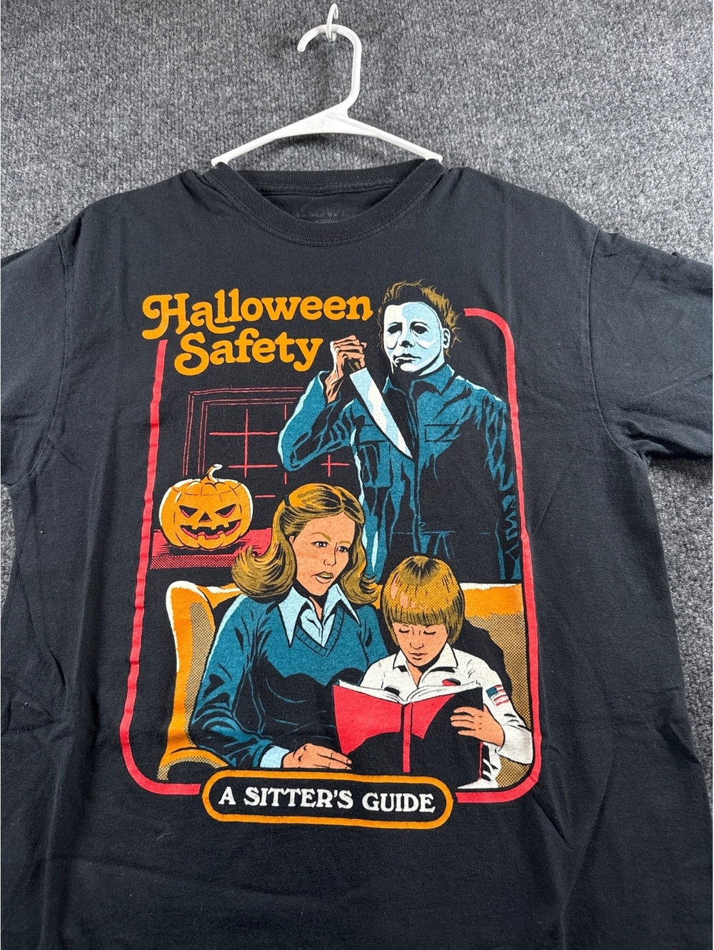 Halloween Michael Myers Safety A Sitters Guide Horror Graphic T Shirt Black